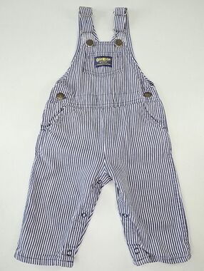 Vintage OshKosh B'Gosh VestBak Hickory Stripe Denim Overalls Size 24 Months